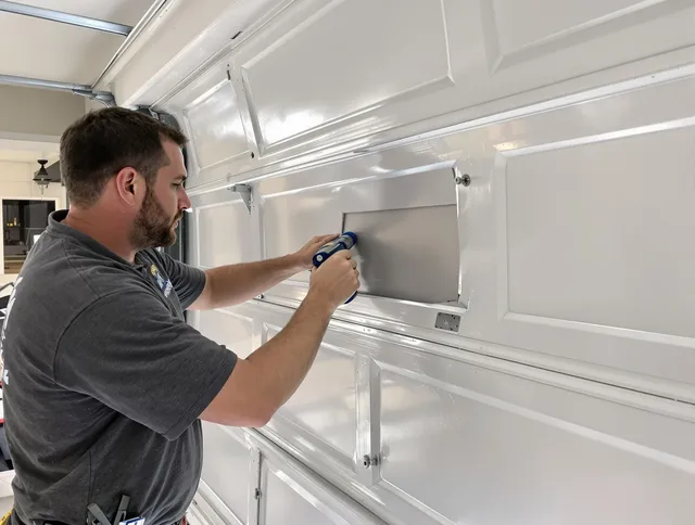 Garage door panel repair by Milford Garage Door Repair in Milford